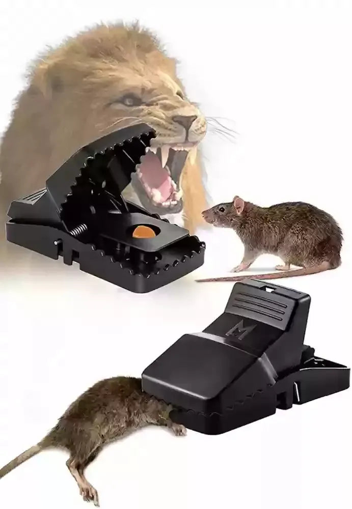 Best Seller Catcher Automatic Spring Reusable Plastic Black Rat Mice Mouse Traps - Pack of 2