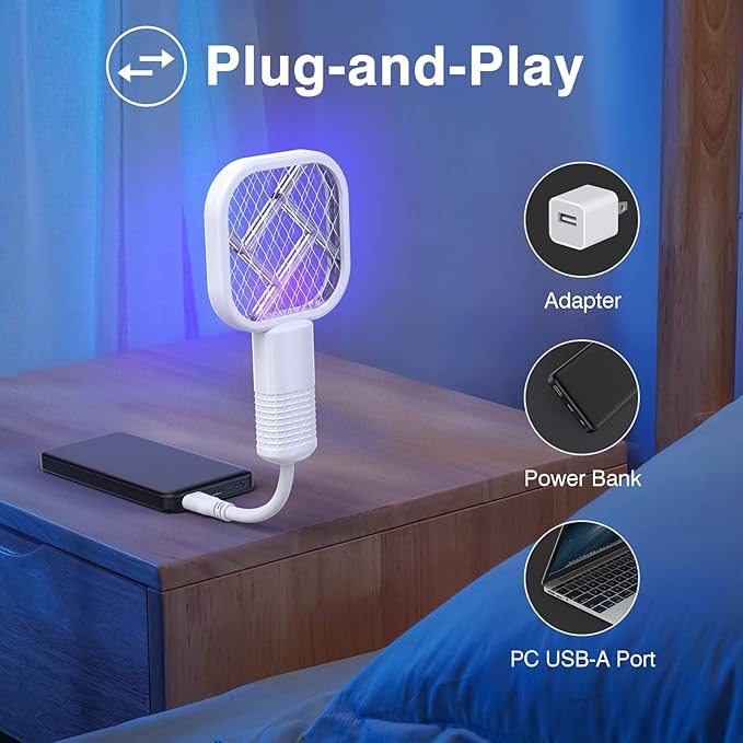Mini Mosquito Killer Racket USB Rechargeable Mosquito Racket with UV Light