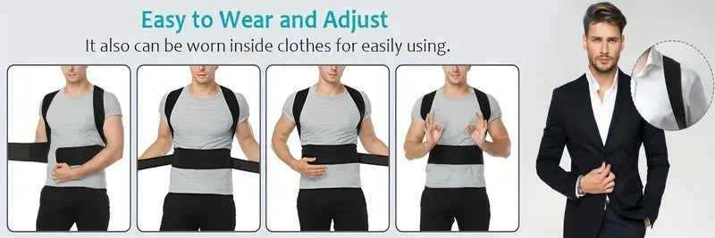 Back Posture Corrector Belt With Metal Support Rods | Adjustable Back & Shoulder Support