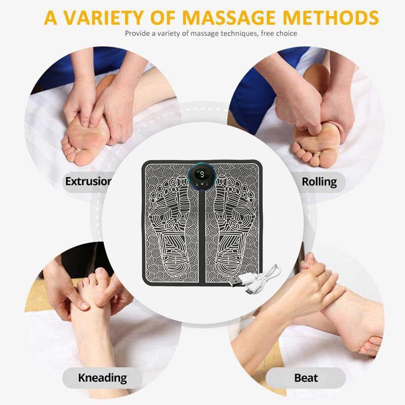 EMS Foot Massager Mat Electric USB Charging Smart Display Tens Acupuncture Feet Cushion Blood Circulation Pad Health Care Home - Foot Massager + Butterfly Massager