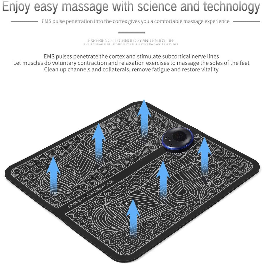 EMS Foot Massager Mat Electric USB Charging Smart Display Tens Acupuncture Feet Cushion Blood Circulation Pad Health Care Home - Foot Massager + Butterfly Massager