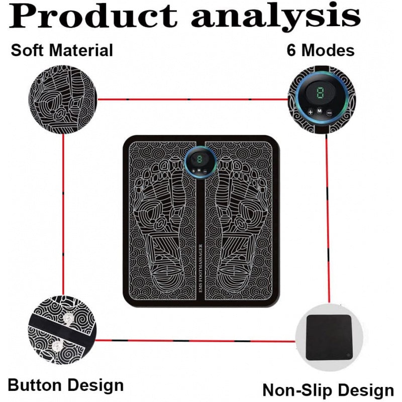 EMS Foot Massager Mat Electric USB Charging Smart Display Tens Acupuncture Feet Cushion Blood Circulation Pad Health Care Home - Foot Massager + Butterfly Massager