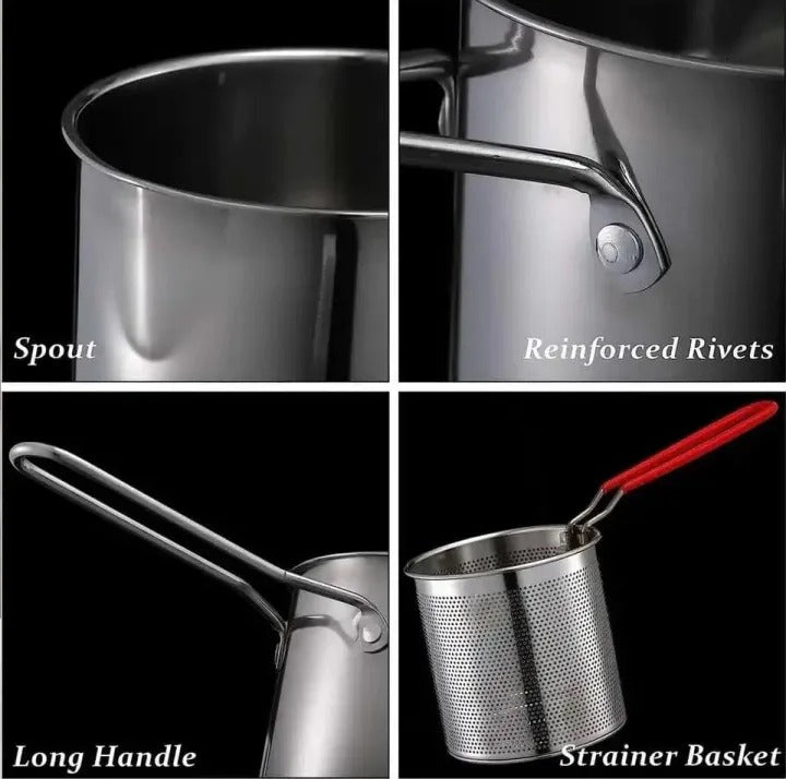 Stainless Steel Deep Fryer Pot with Strainer – Heavy-Duty Frying Pan.
