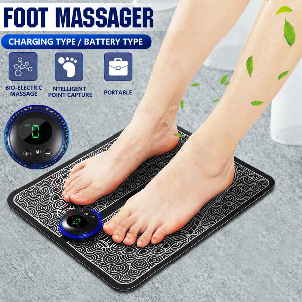 EMS Foot Massager Mat Electric USB Charging Smart Display Tens Acupuncture Feet Cushion Blood Circulation Pad Health Care Home - Foot Massager + Butterfly Massager