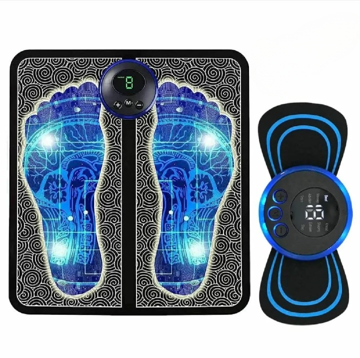 EMS Foot Massager Mat Electric USB Charging Smart Display Tens Acupuncture Feet Cushion Blood Circulation Pad Health Care Home - Foot Massager + Butterfly Massager