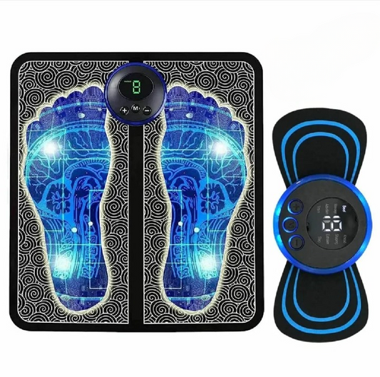 EMS Foot Massager Mat Electric USB Charging Smart Display Tens Acupuncture Feet Cushion Blood Circulation Pad Health Care Home - Foot Massager + Butterfly Massager