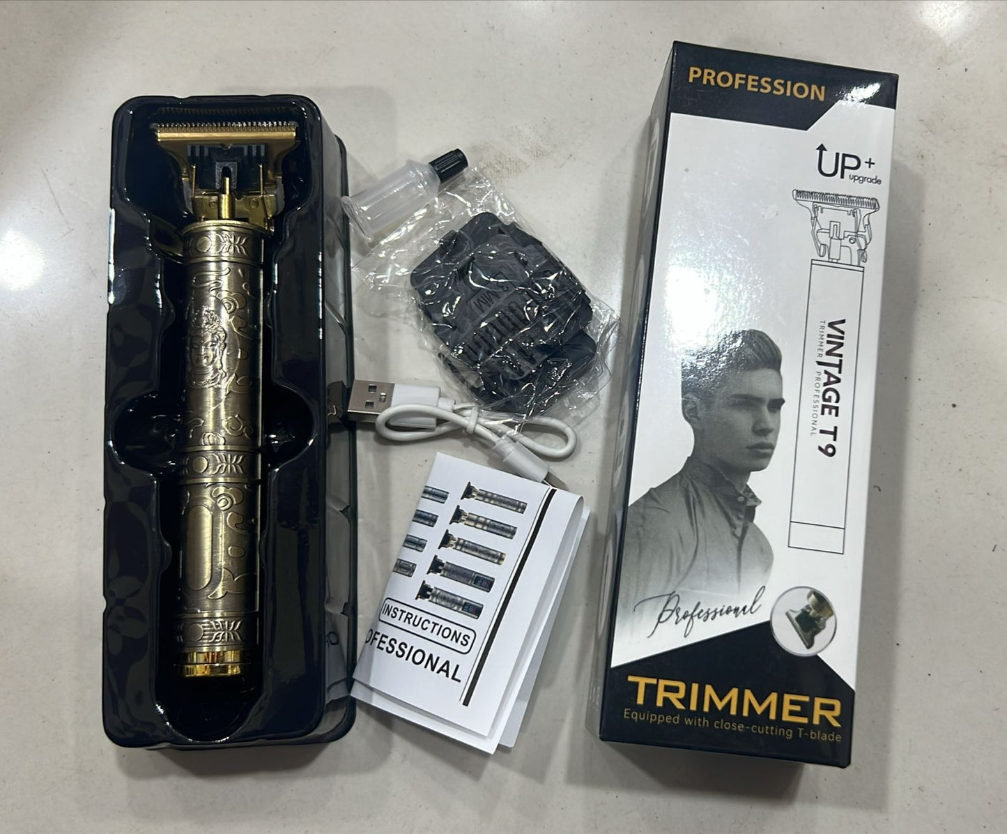 Vintage T9 Metal Body Hair Trimmer for Men – USB Rechargeable Professional Hair Clipper | Precision Beard, Hair & Detailing Grooming Tool Rs 593