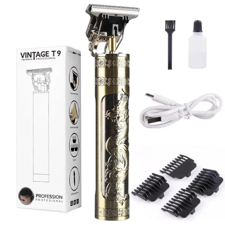 Vintage T9 Metal Body Hair Trimmer for Men – USB Rechargeable Professional Hair Clipper | Precision Beard, Hair & Detailing Grooming Tool Rs 593