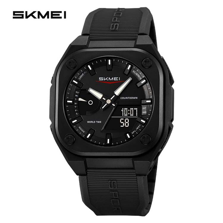 SKMEI original men's watch with durable silicone strap and world time