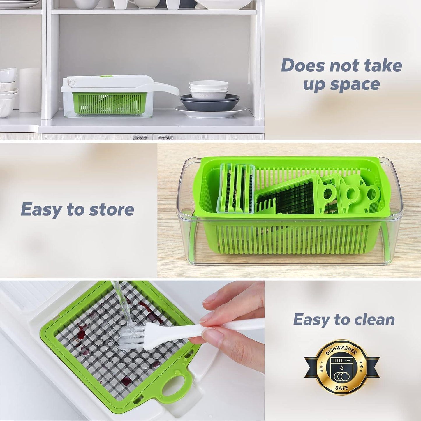 Multifunctional Vegetable Chopper & Slicer with Colander Basket and Storage Container – Heavy Duty Manual Food Cutter