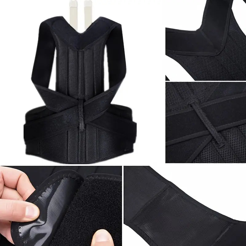 Back Posture Corrector Belt With Metal Support Rods | Adjustable Back & Shoulder Support