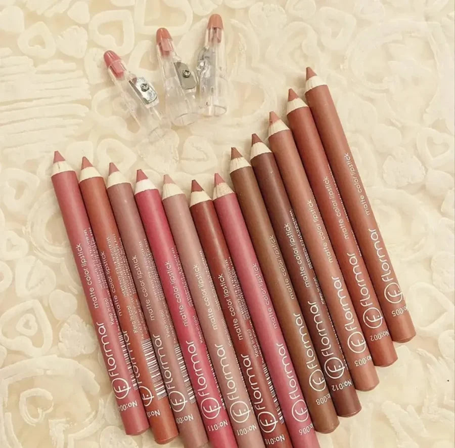 Flormar Perfect Lipliner – Long-Lasting & Intense Color | Smooth Application | Pack of 12 Shades