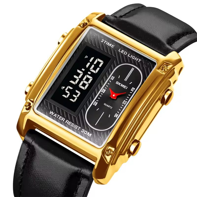 Black Digital Analog Men's Watch with LED Display