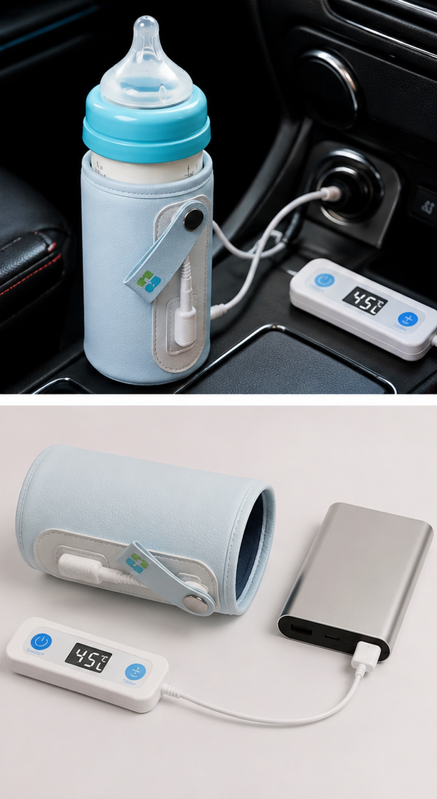 USB baby bottle warmer with power bank for travel