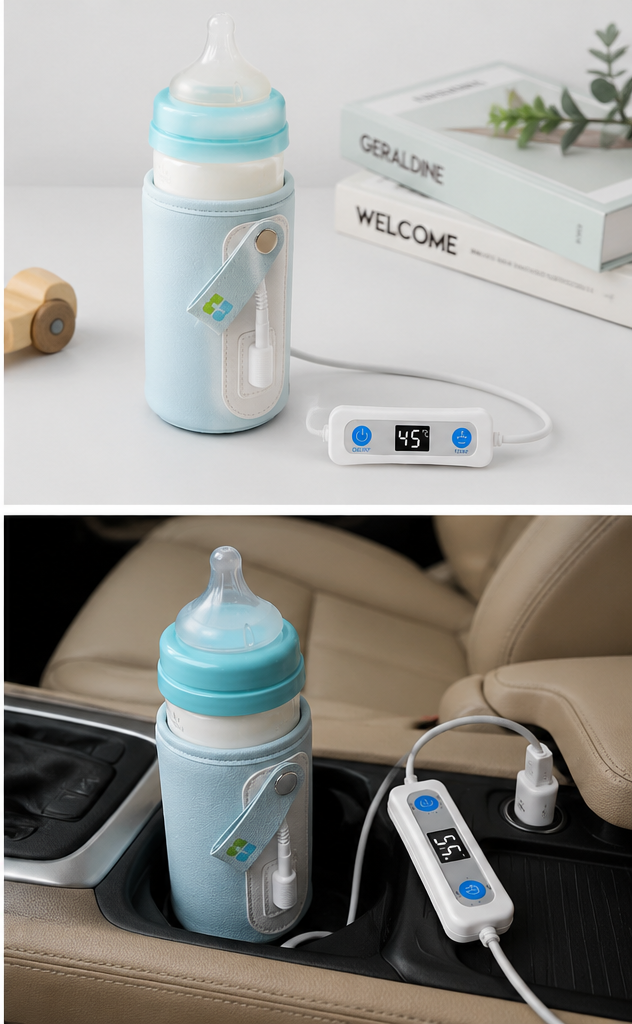 Adjustable temperature portable milk bottle warmer