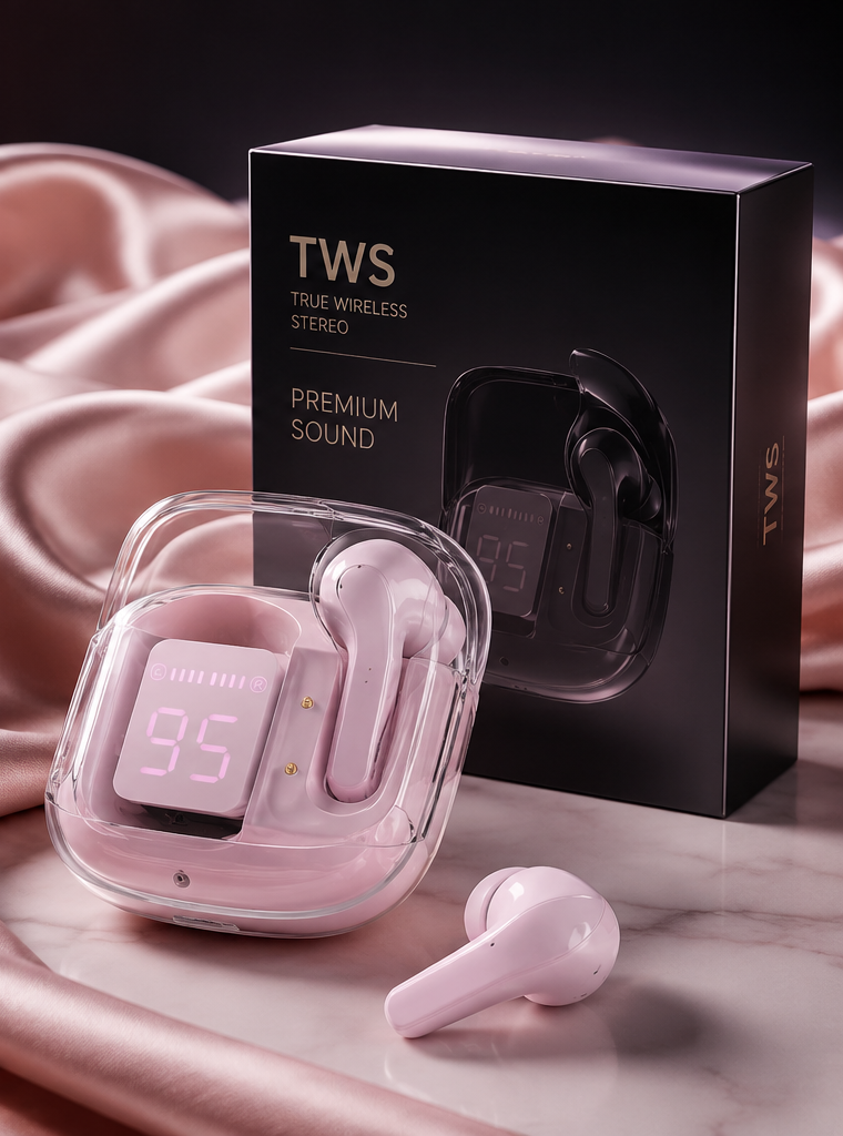 Air31 transparent wireless Bluetooth 5.3 TWS earbuds with LED display