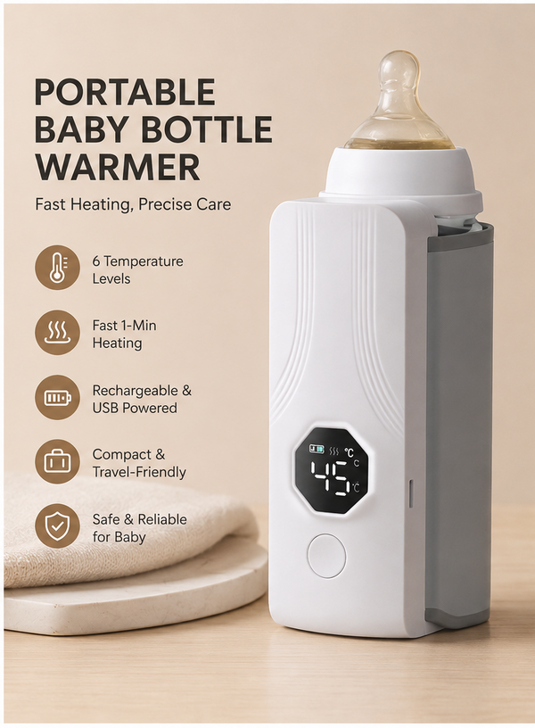 Portable baby bottle warmer with digital temperature display