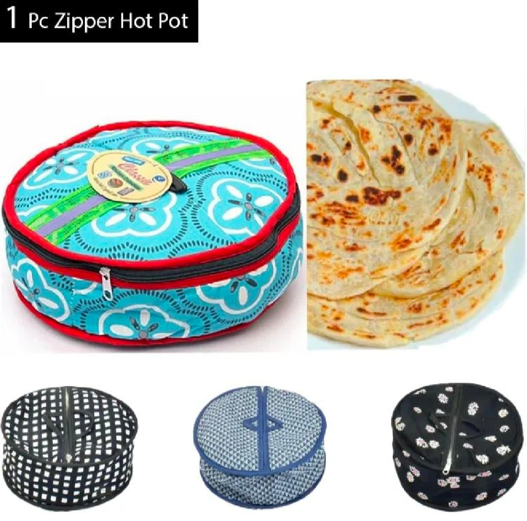 Roti and chapati storage basket with fabric interior