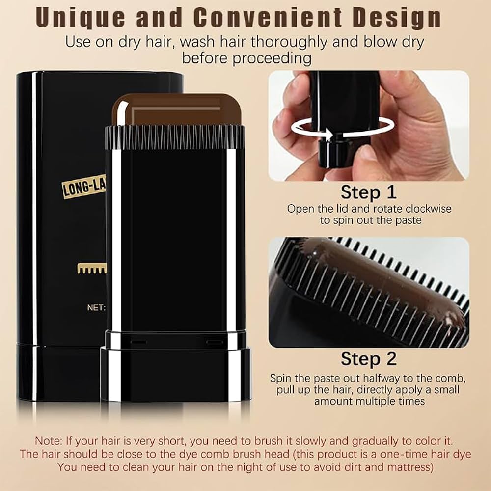instant black hair color dye comb stick for gray hair root touch-up