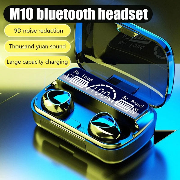 M10 TWS Bluetooth 5.3 wireless earbuds with LED display charging case