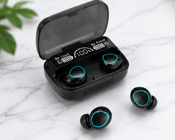 M10 TWS wireless earphones with microphone and portable charging case