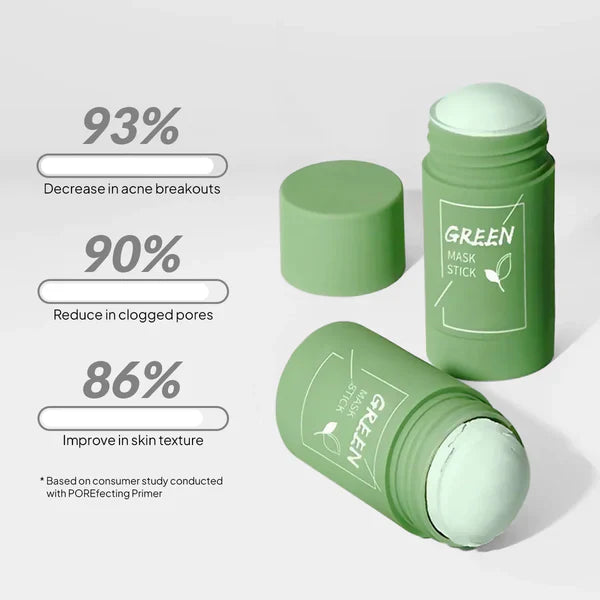 Green Tea Stick Mask application and packaging