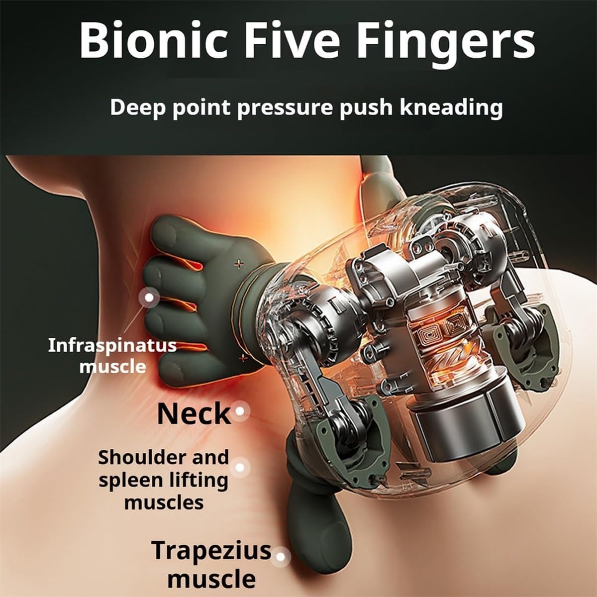 Electric Neck and Shoulder Massager with Deep Kneading Finger Pressure Massage Nodes