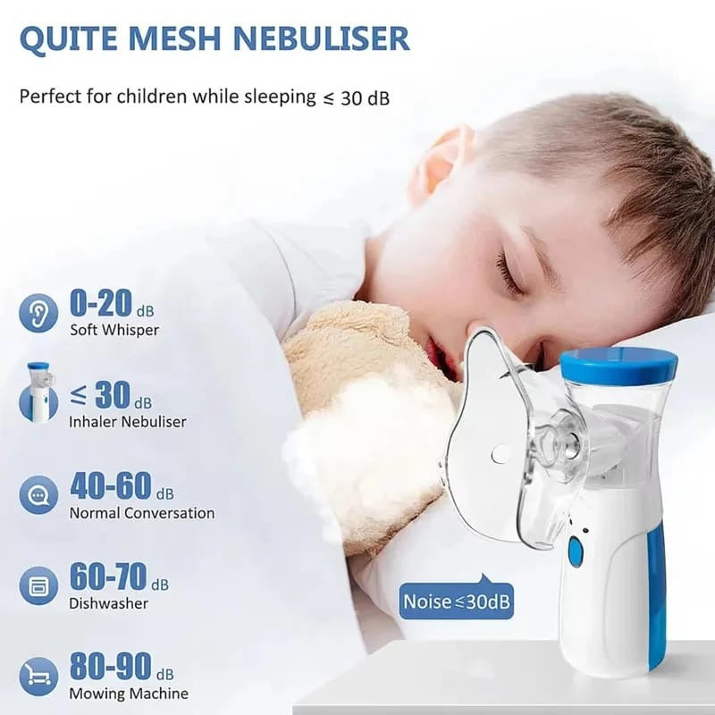 Portable nebulizer kit with inhalation accessories for home use.