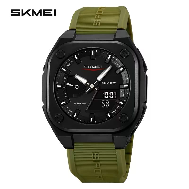 SKMEI black sports watch with luminous display and digital countdown