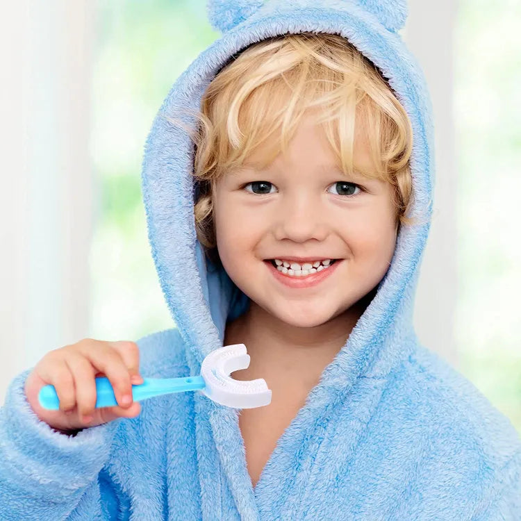 U-shaped kids toothbrush set for toddlers and young children